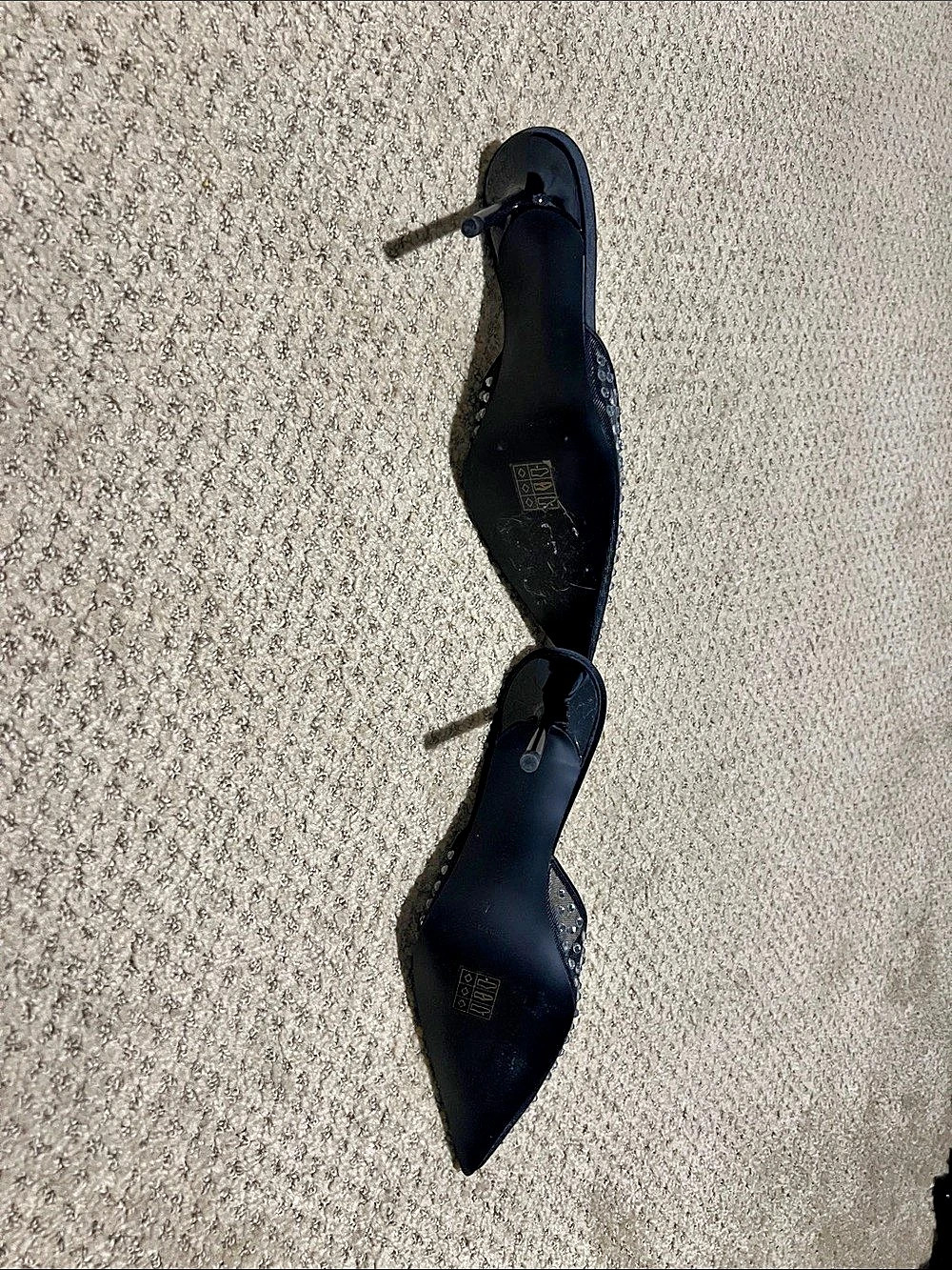 Good American Black Rhinestone Pointed-Toe Heels Like New size 7 - Picture 5 of 5